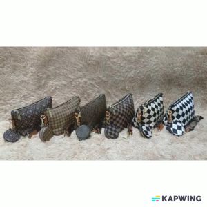 NHJ76 2IN1 Realpic & Video Tas Selempang Wanita Import Slingbag Cewek Impor Kulit PU