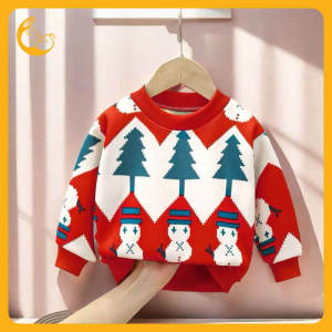 Kisss baby เสื้อกันหนาวเด็ก สเวตเตอร์คอกลมเด็ก ขนบุนุ่มๆ  Childrens Sweater Size80-140cm ชุดคริสมาส ดญ Christmas