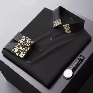SUOSHE | High-End Embroidered Collar Shirt for Men Autumn/Winter Season Anti-Wrinkle Business Casual