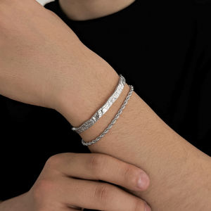 Ingemark | Ingemark 2Pcs/Set Classic Punk Metal Street Bracelets for Women Men Vintage Adjuatable Open Texture Bangles Party Jewelry Gifts