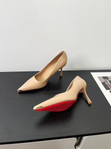 Xiaoxue Nude High Heels Womens Spring 2025 New Pointed Toe Thin Heel Work Shoes Leather Slip-On Casual Fashion Single Shoes