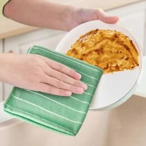 Bamboo Fiber Kitchen Rag Thickened Multi-functional Scouring Cloth for Dishwashing Non-stick Oil Antibacterial Dishtowel
