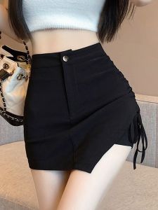 plus Size Womens Casual Pants High Waist Wide Leg Short Shorts Micro Fat Sister Irregular Design Korean Style Commute Simple