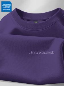 Jeanswest | Summer New Casual Short Sleeve T-shirt Purple Pure Cotton