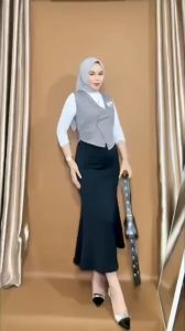 Rok Duyung Panjang Polos Scuba Premium-Mermaid Skirt Long Flare