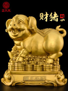 Lucky Bronze Pig Figurine Decorative Ornaments Modern Simplicity Animal Style Living Room Office Brass Money Pig Coin Bank Crafts