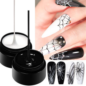 2/4Pcs 5ml Spider Drawing Gel Nail Polish All For Manicure Black White Gold Silver Wire Painting UV Gel Design Nails Art Varnish