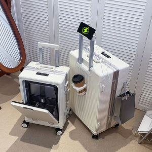 24 Inch Elevating USB Rechargeable Luggage with Cup Holder Fashionable ABS PC Material for Men And Women Travel Suitcase