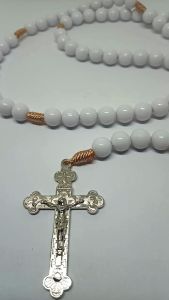 Kalung Rosario Katolik 77 Bapa Kami Akrilik Putih
