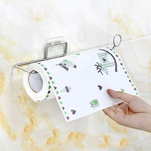 Móc Treo Giấy Vệ Sinh Khăn Lau Bếp Chất Liệu Inox Thanh Treo Đồ Đa Năng Dán Tường Chắc Chắn