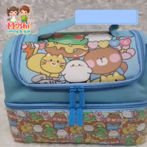 Lunch Bag Makan 2 Susun Bear / Tas Bekal Makan Anak Selempang Motif Bear Blue / Lunch Bag Selempang Anak Perempuan dan Laki-Laki/ Tas Makan Anak Tenteng Bear