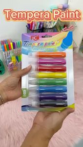 FCI Tempera Paint Tube with Brush Washable & Non Toxic with brush Ideal for Kids DIY Arts&Crafts 8 Colorsx14ml per Pack