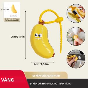 Bàn Chải Đánh Răng Chuối Nhỏ Gọn Có Nắp Bảo Vệ Và Hộp Đựng Kem Đánh Răng - Vỏ Bàn Chải Đánh Răng Du Lịch Cần Thiết Để Vệ Sinh Khi Đi