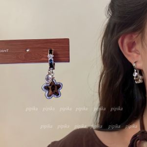 Original Design Retro Leopard Print Star Zircon Ear Cuffs Earrings Fashionable Allergy Free Star Pattern Womens Fashion Jewelry