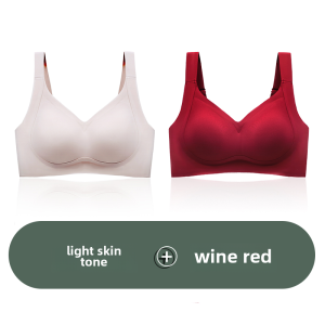 Nylon Sports Bra Womens Seamless Latex Lining Full Cup Vest Style Gathered Chest No Steel Ring Anti-Sagging Fixation Large Size