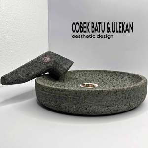 COBEK BATU ASLI ORIGINAL 1SET 20CM ANTI BERPASIR GRATIS ULEKAN