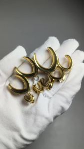 2/1PCs Golden U-Shape Waterdrop Hanger Ear Plug&Tunnel Surgical Steel Double Flared Expander Ear Stretched Ear Gauge Expansion