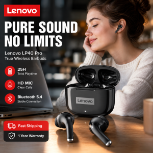 Lenovo | Lenovo LP40 Pro Wireless Headphones Bluetooth 5.4 TWS HiFi Stereo Earphones Gaming Sports Touch Control HD Call with Mic Earbuds