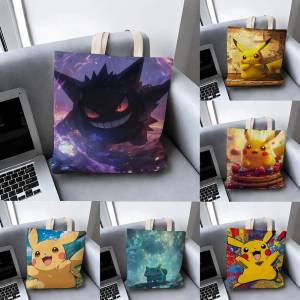 Bandai | Pokemon Legendary Beasts Storage Bags Tote Bag Travel Summer Beach Shoulder Bag Reusable Grocery Shopping Bag Anime Artwork