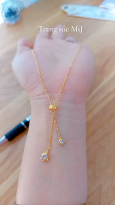 Dây chuyền titan đá tròn nhỏ tòn ten dây chuyền nữ mạ vàng