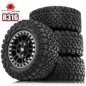 Bộ Lốp Cao Su 4 Chiếc 1.9 Inch 90mm Và Vành Kim Loại RED SPIDER Dành Cho Xe RC Crawler 1/10 Traxxas TRX4 Sport Axial SCX10 III Capra