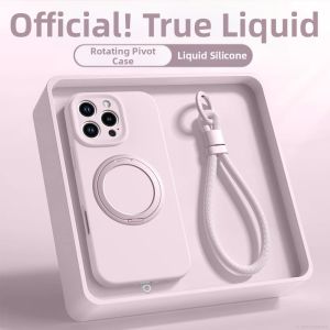 SHUXIE | Rotating Magnetic Stand Case for iPhone 17 Pro Max 16 14 Plus 13 12 Liquid Silicone Anti-drop Case with Lanyard