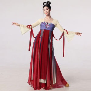 Elegant Ancient Chinese Style Long Silk Robe for Women Adult Dance Practice Costume Fairy Atmosphere Drifting Gown Performance Outfit