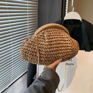 2024 ฤดูร้อนใหม่ฟางทอกระเป๋าสะพายข้างแฟชั่นและลําลองกระเป๋าสะพายสตรีที่มีพื้นผิวที่ดีเยี่ยม