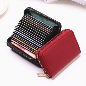 Business Card Holder Wallet Women/men Gray Bank/ID/Credit Card Holder 11，20 Bits Card Wallet PU Leather Protects Case Coin Purse