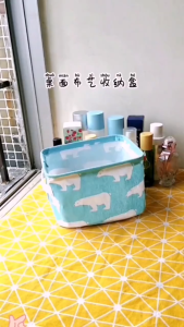 Foldable Storage Box Basket 🧺 棉麻收纳盒带提手 Kotak Simpanan Bakul Simpanan Lipat Bertali Cloth Household Organise Bag Box Hand Carry