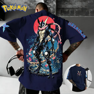 Bandai | Pokémon Greninja Trendy Cool Print 2026 Summer Harajuku Street Style Short-sleeved T-shirt Mens  Womens Tops Parent-child Tops