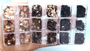 Hiasan Nail Art -6 Grid Tempelen Nail Art - Payet Nail Art - Hiasan Love Bintang Bulan Nail Art