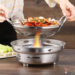 Stainless Steel Alcohol Stove Portable Outdoor Portable Non-Stick Soup Pot Small Hot Pot Home Use Dry Pot Utensil Set Commercial Use