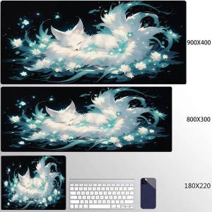 Bandai | Mouse Pad Fox Table Mat Kawaii Mousepad Computer Pad Xxl Table Mat 50x100cm Big Desktop Mat Large Gamer Mouse Pads Keyboard Mats