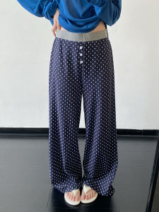 Quần Dài Hè Phong Cách Polka Dot Màu Khối Tự Chọn Màu Giúp Gầy