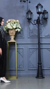 Kaftan Merak Mote Swarosky Bahan Jersey Mix Ceruty Size M L XL XXL