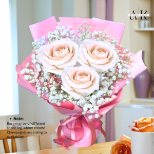 BO0006 Trinity Cream Bouquet | Cream White Rose Bouquet Singapore | Roses | Gift for Birthday Anniversary Valentine