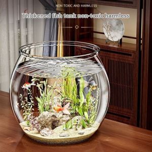 Zhan Yao Vòng bể cá nhựa khuôn đúc tích hợp kính giả chống rơi chống rơi không vỡ phòng khách để bàn nhỏ nồi sinh thái