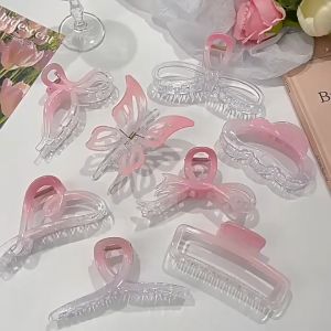 Sweet Girls Pink Gradient Beautiful Hair Clip Butterfly Bow Shark Hairpin Grips Accessories