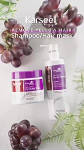 Mặt nạ ủ tóc tím loại bỏ tông màu vàng cho tóc tẩy thời trang Karseell Purple Mask 500ML