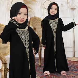 YM deFashion Gamis Anak Abaya Turkey Jetblack Piramid Kids / Pakaian Muslim Anak / Dress Muslimah anak / Dress Maxi kids / Gamis Modern Anak / Gamis Syari Anak