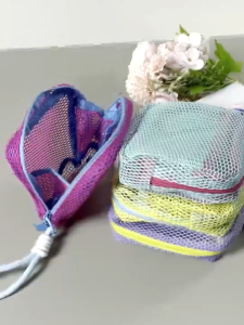 Colorful Mesh Makeup Bag Portable Storage Bag Large Capacity Travel Organizer Dopamine Coin Purse