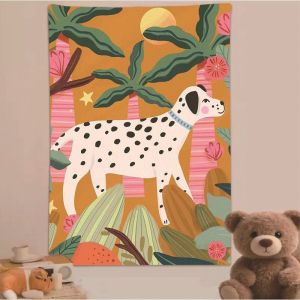 VIKAMA Retro Trái Tim Chó Hoa Thảm Vintage Hình Treo Tường Thẩm Mỹ Phòng Ngủ Trang Trí Ký Túc Xá Hợp Thời Trang Ảnh Phông Nền Polyester