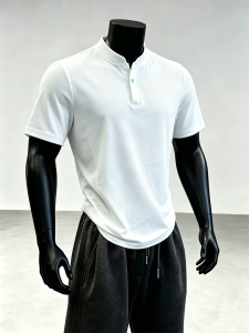ZHUOCAN | Summer Cool American Straight Shoulder Turquoise Button Polo Shirt