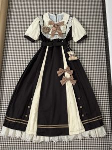 Christmas Cosplay Chocolate Dress Short Sleeve Princess Lolita Skirt High Waist Single Piece Childrens Clothing Lolita Dress