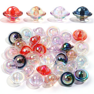 10pcs/lot Colorful UFO Shape Acrylic Beads Flying Saucer Loose Spacer Beads For Jewelry Making DIY Keychain Necklace