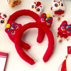 daidai (Ready Stock) Hairband Headband Hair Chinese Happy New Year CNY Red Accessories 醒狮发饰红色可爱毛绒过年发箍发夹少女心卡通玩偶发卡鸭嘴夹