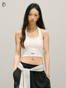 American Style Short Fitness Vest SMILE DDD Retro Strap Neck Hanging Waist Shaping Base Layer Tank Top Cotton Rayon Spandex