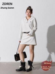 ZHANGDAREN | Đầm Hoodie Dành Cho Người Mập Giúp Gọn Gàng Mùa Thu Đông