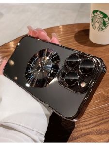 เคสโทรศัพท์แบบบางเฉียบ ดูดซับแม่เหล็ก ใส ป้องกันการตกหล่น สำหรับ Apple 16Promax iPhone 15pro พร้อมฟิล์มเลนส์ 14 โปร่งใส 13 ระดับไฮเอนด์